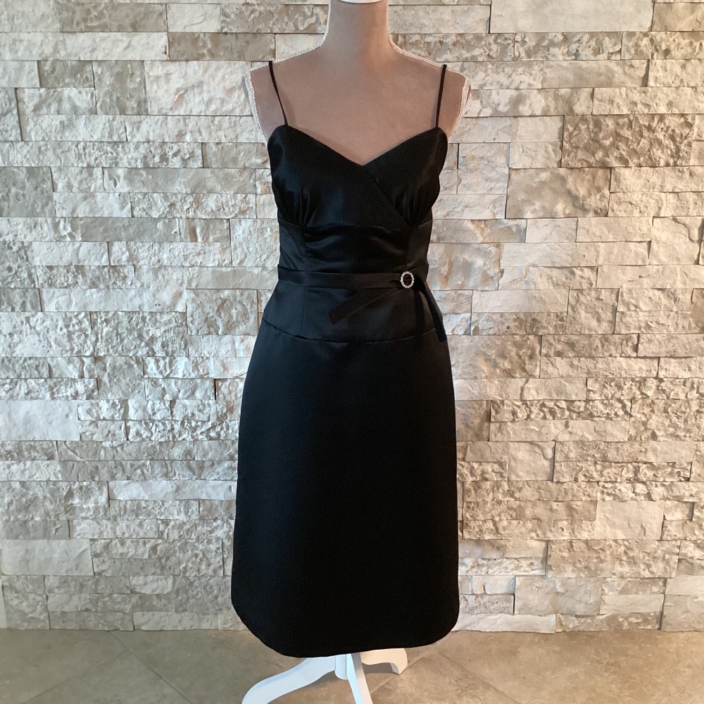 Saison Blanche Black Satin Cocktail Dress